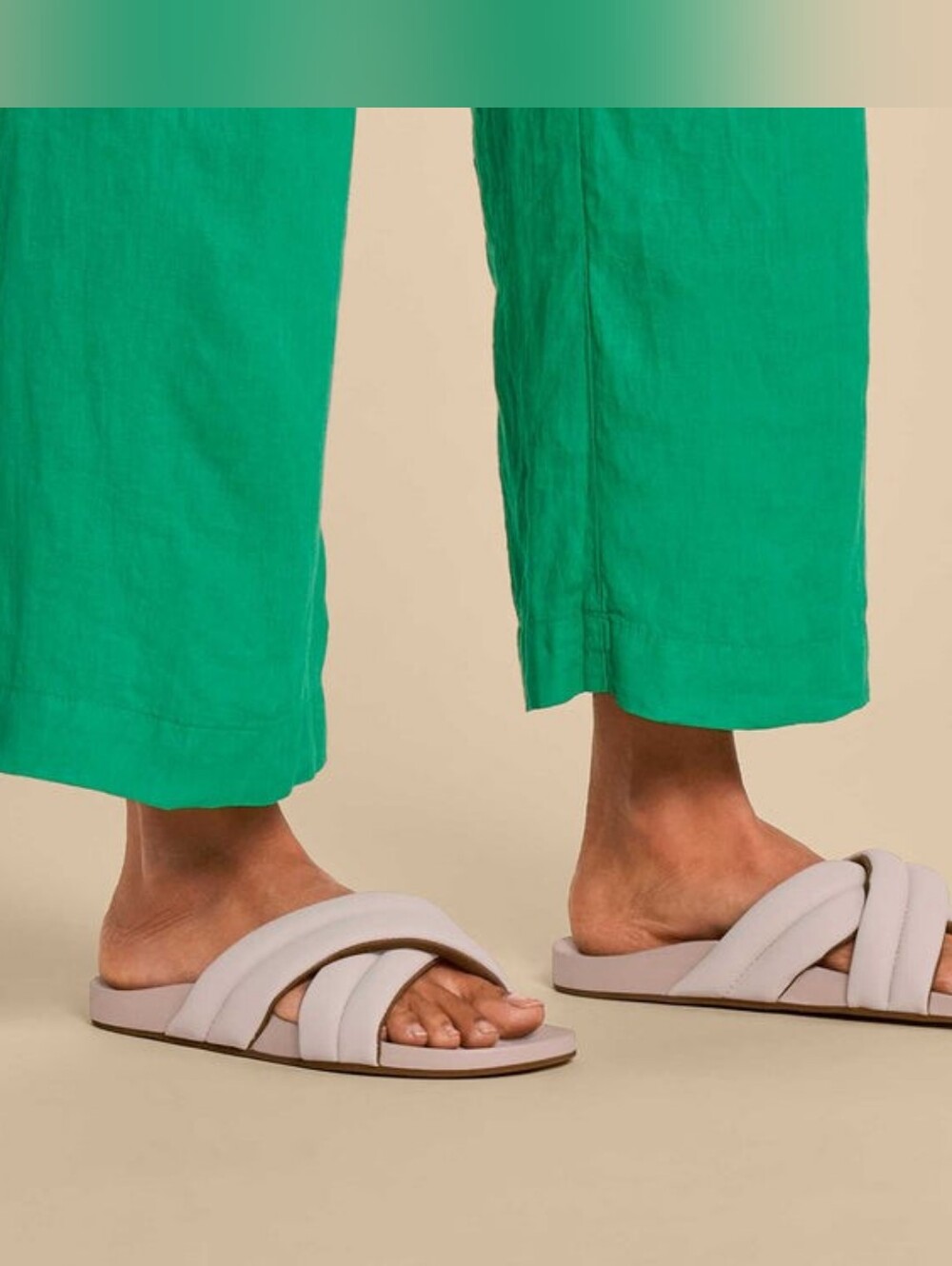 OluKai Women's Hila Neutral Crisscross Slide Sandals - Lightweight Comfort- 9